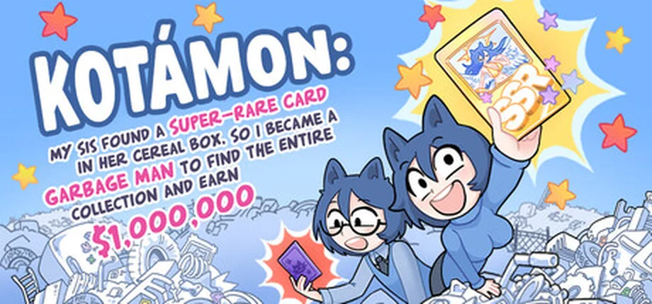 Official KOTAMON key art showing a card found in a cereal box